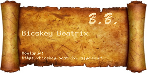 Bicskey Beatrix névjegykártya